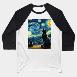 The black cats and the starry night Baseball T-Shirt